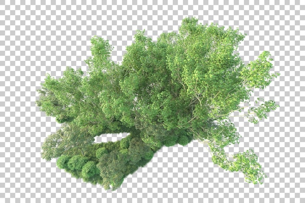 Paisaje verde aislado sobre fondo transparente ilustración de renderizado 3d