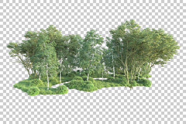 Paisaje verde aislado sobre fondo transparente ilustración de renderizado 3d