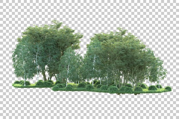 Paisaje verde aislado sobre fondo transparente ilustración de renderizado 3d