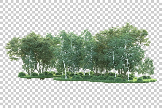 Paisaje verde aislado sobre fondo transparente ilustración de renderizado 3d
