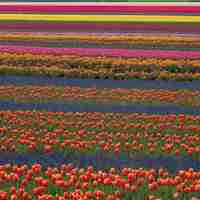 PSD países bajos campos rurales de tulipanes paisaje rural