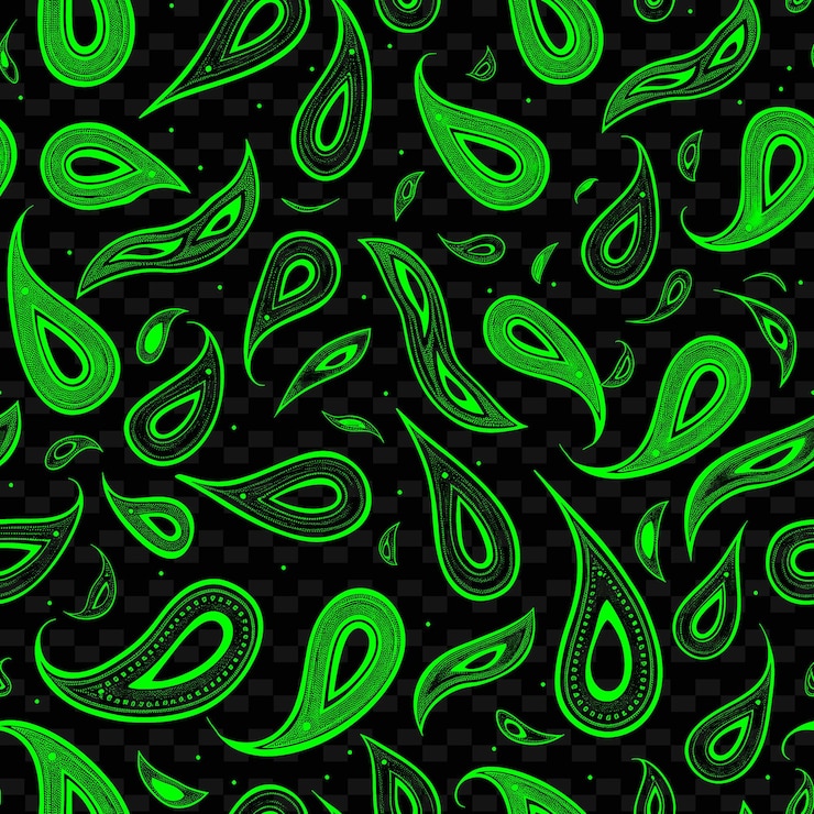 PSD paisley abstract pattern con icono de paisley y líneas curvas arte de contorno abstracto inspirado en la naturaleza