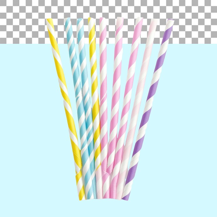 PSD la paja de beber de papel en alfa transparente aislada en fondo blanco png cortado el camino de aplauso del archivo