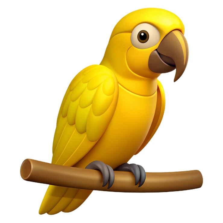 PSD un pájaro amarillo en una rama con un fondo blanco