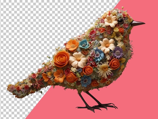 PSD un pájaro caprichoso hecho de flores.