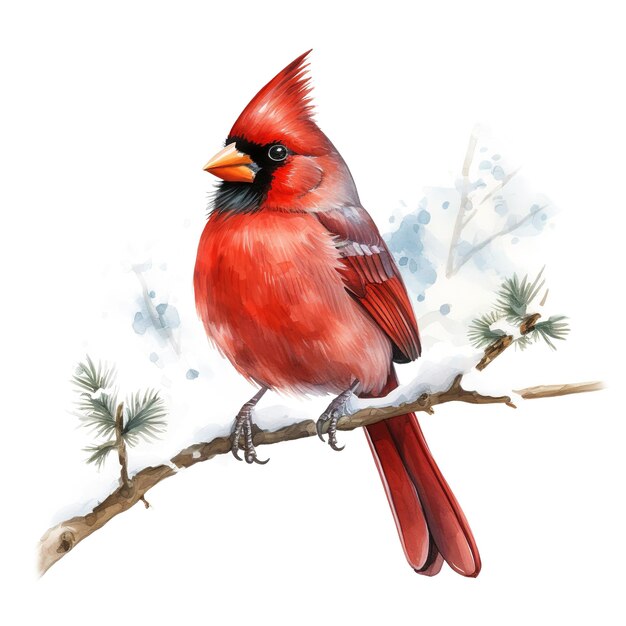 PSD pájaro cardenal para el evento de navidad estilo de acuarela ai generado