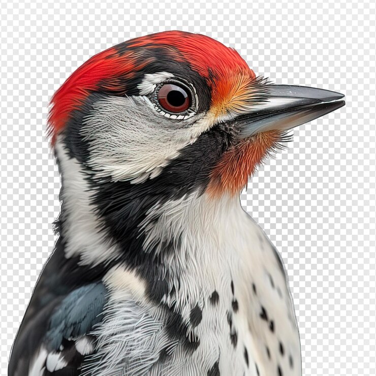 PSD pájaro carpintero aislado en un fondo transparente pájarocarpintero macro retrato generativo ai