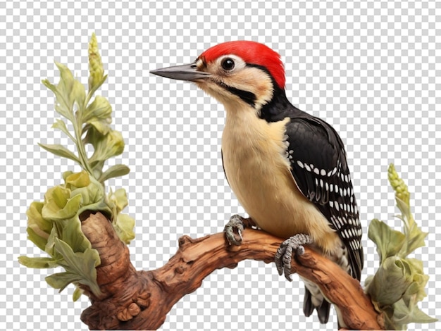 El pájaro carpintero sobre un fondo transparente