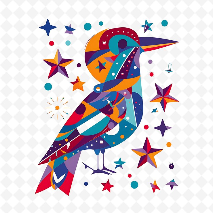 PSD un pájaro colorido con plumas coloridas está sentado en un fondo blanco