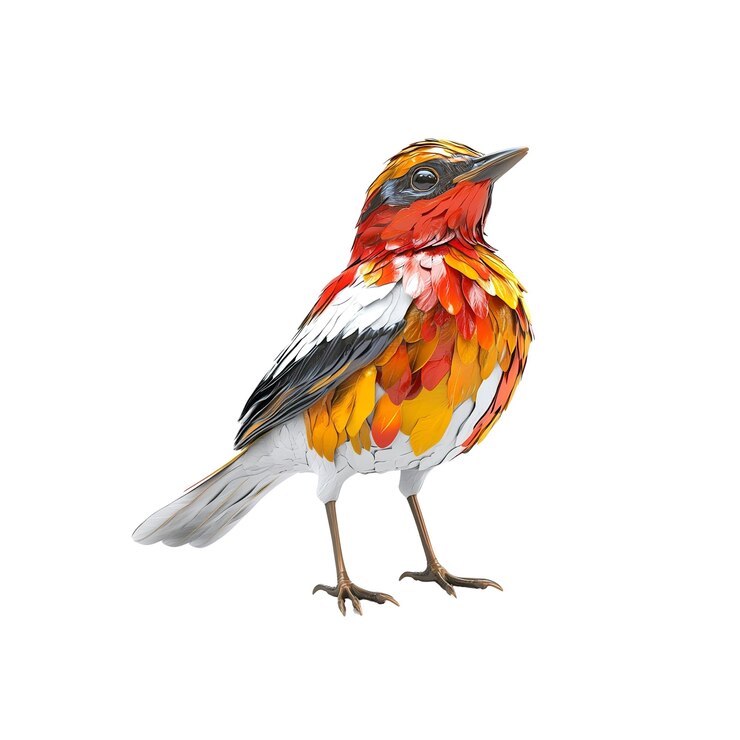 PSD pájaro colorido vibrante obra de arte renderizada en 3d ilustración artística de aves