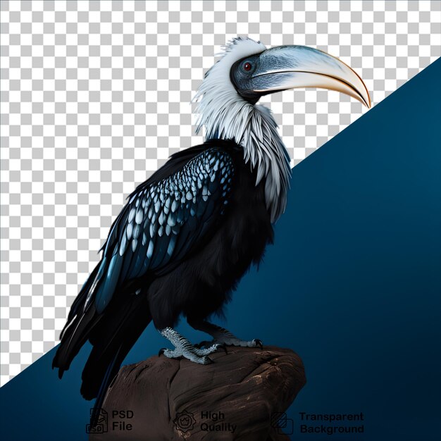 PSD el pájaro de cuerno de rinoceronte aislado en un fondo transparente incluye un archivo png