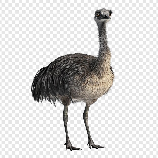 El pájaro emú de pie sobre un fondo blanco