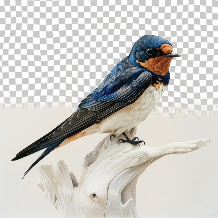PSD un pájaro está sentado en un tronco de árbol