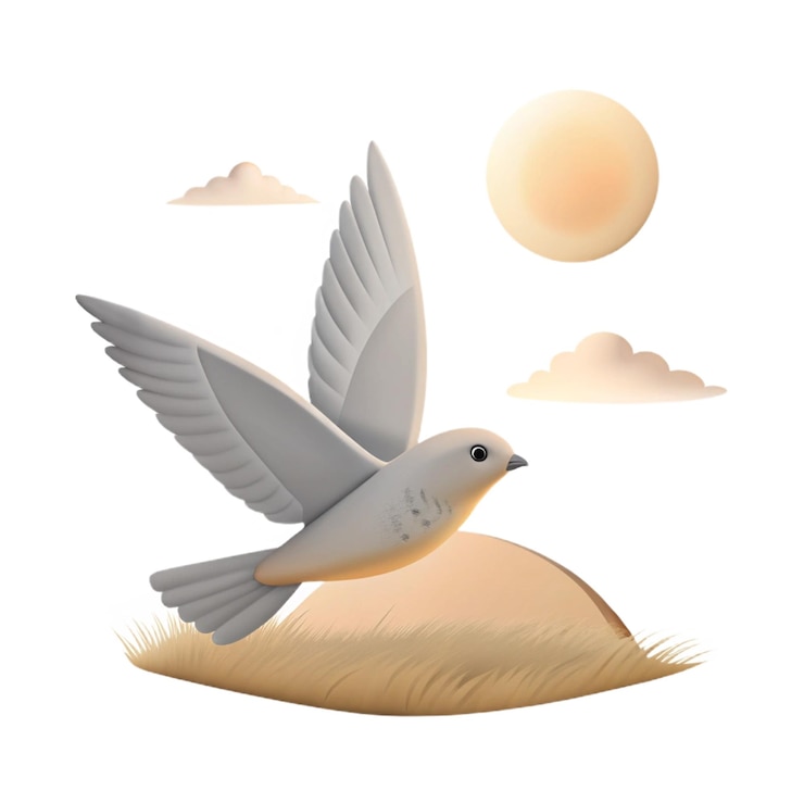 PSD un pájaro está volando en el cielo con el sol en el fondo