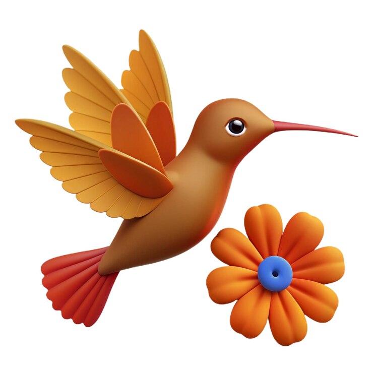 PSD un pájaro con una flor en la cabeza y una flor en el lado