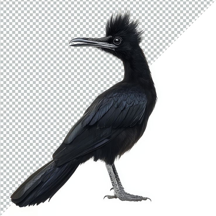 PSD pájaro galingale negro con rasgos distintivos contra un fondo transparente en una iluminación brillante galingale negro sobre un fondo transparente