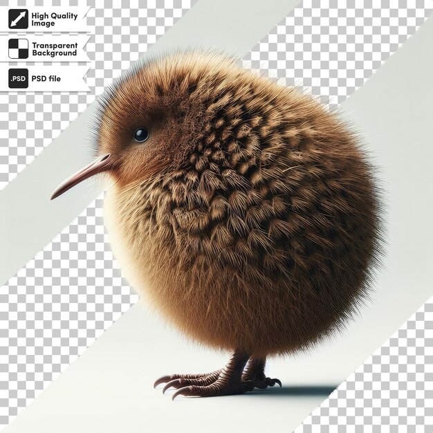 Pájaro kiwi psd en fondo transparente con capa de máscara editable