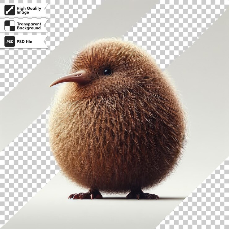 PSD pájaro kiwi psd en fondo transparente con capa de máscara editable