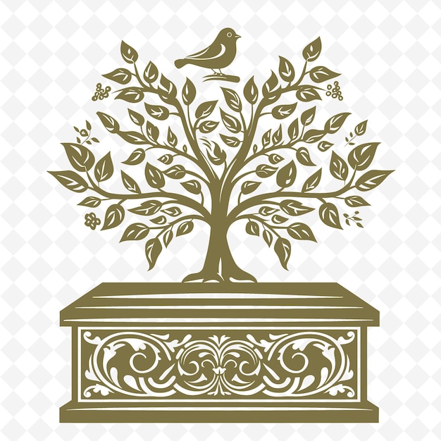 un pájaro en una mesa con un árbol en ella