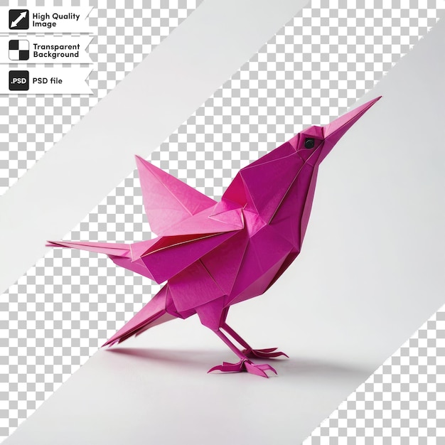 Pájaro origami psd en fondo transparente con capa de máscara editable