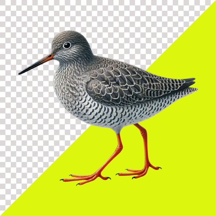 PSD pájaro de patas rojas sobre un fondo transparente