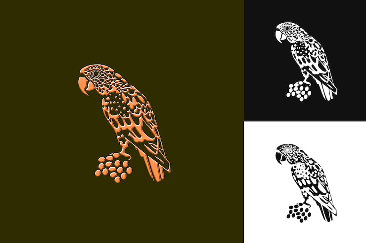 PSD un pájaro con un pico dorado y un fondo negro