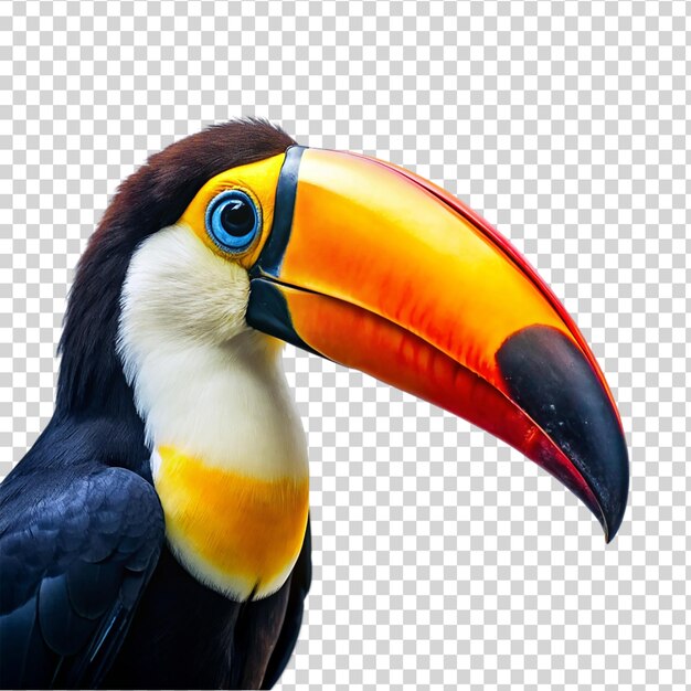 Un pájaro con un pico largo y plumas amarillas y negras en un fondo transparente