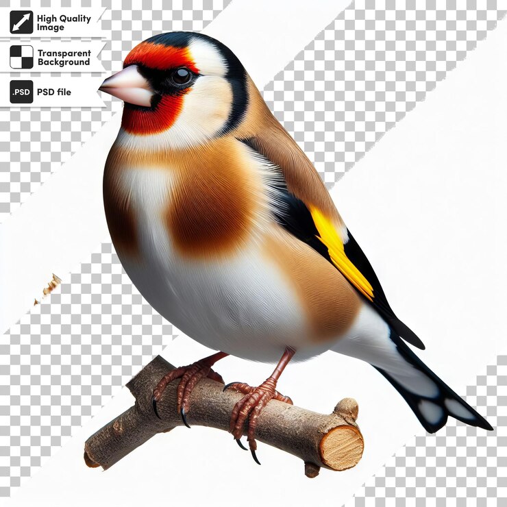 PSD pájaro de pinzón dorado psd en fondo transparente con capa de máscara editable
