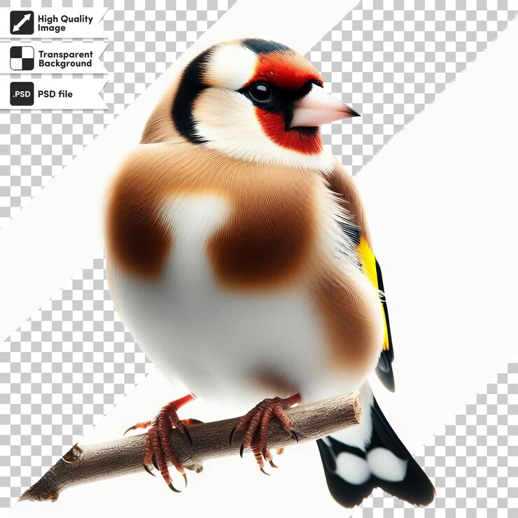 PSD pájaro de pinzón dorado psd en fondo transparente con capa de máscara editable