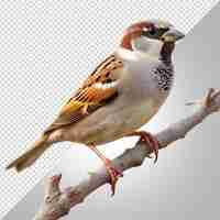 PSD un pájaro está posado en una rama con un fondo de cuadrados