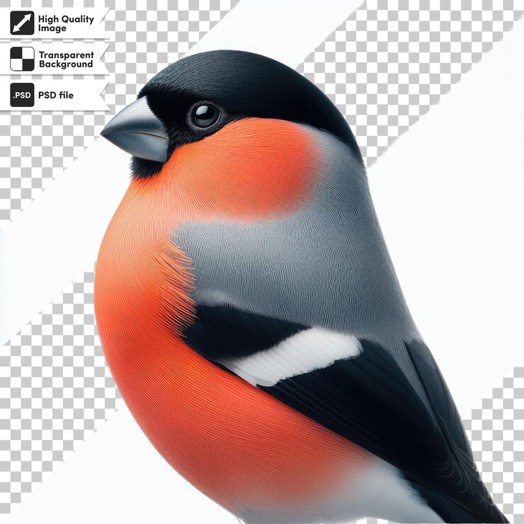 PSD pájaro psd en una rama de cereza sobre un fondo transparente