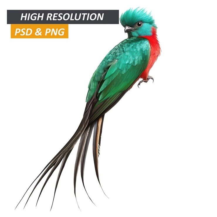 PSD pájaro del quetzal rojo de alta resolución