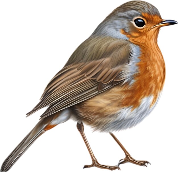 PSD el pájaro robin es un boceto a lápiz de colores en primer plano del robin europeo erithacus rubecula