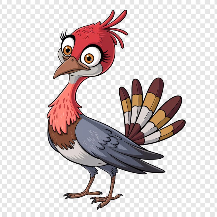 PSD un pájaro rojo con un pico amarillo y una cola roja