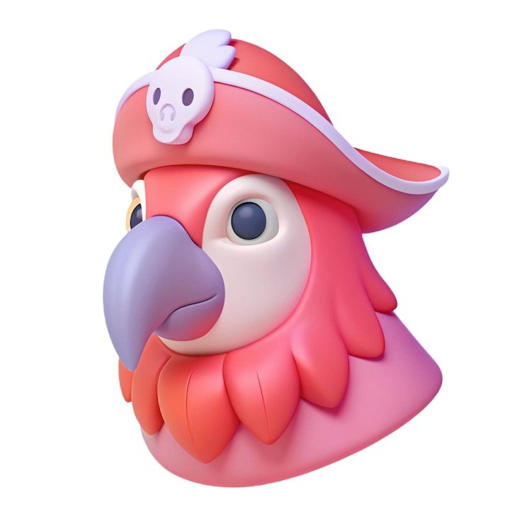 PSD un pájaro rosado con un pico rosa y un pico rosado