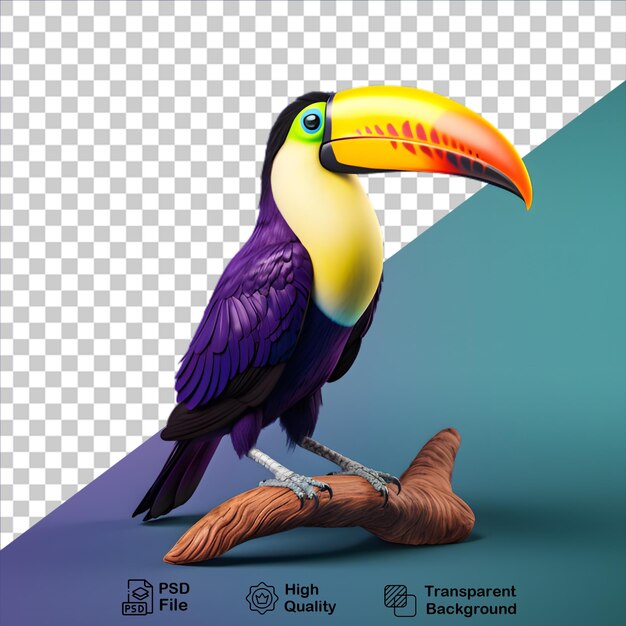 PSD el pájaro tropical toucan aislado en un fondo transparente incluye un archivo png