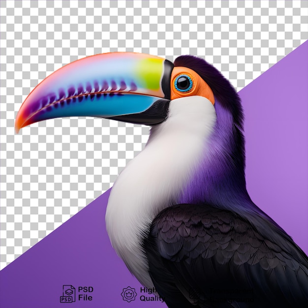 PSD el pájaro tropical toucan aislado en un fondo transparente incluye un archivo png