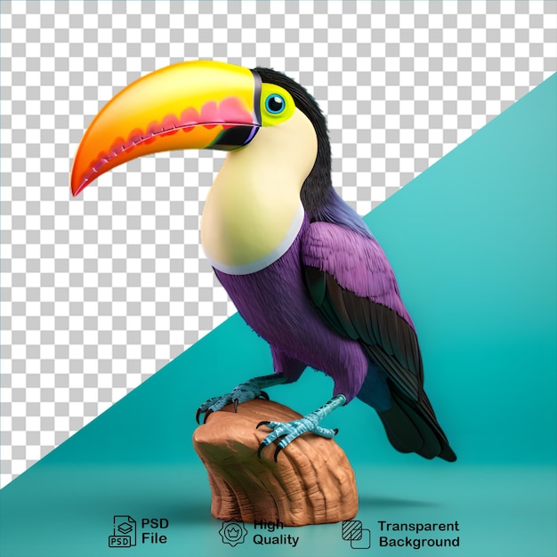 PSD el pájaro tropical toucan aislado en un fondo transparente incluye un archivo png