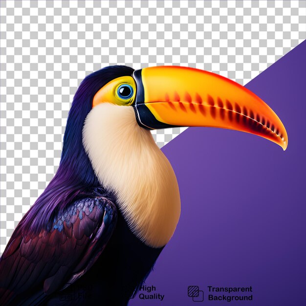 PSD el pájaro tropical toucan aislado en un fondo transparente incluye un archivo png