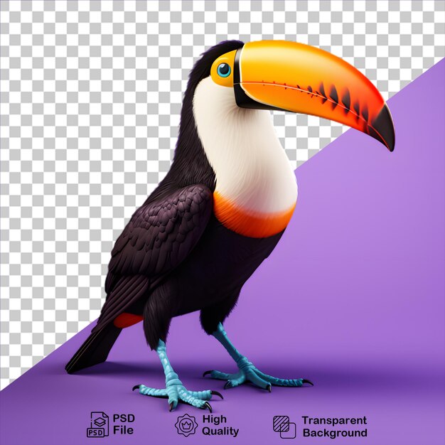 PSD el pájaro tropical toucan aislado en un fondo transparente incluye un archivo png