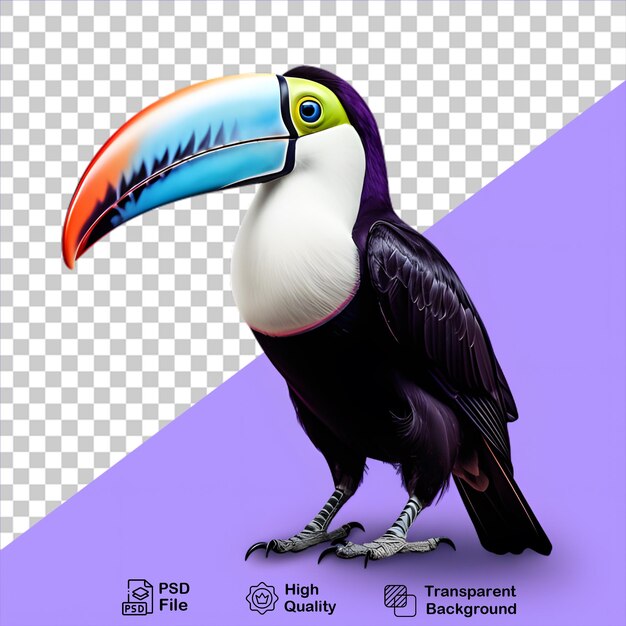 PSD el pájaro tropical toucan aislado en un fondo transparente incluye un archivo png