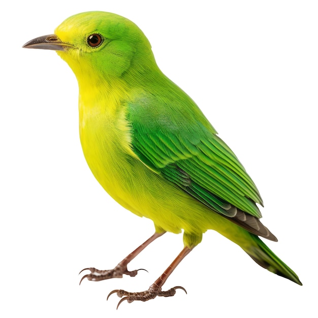 Pájaro verde en un fondo transparente