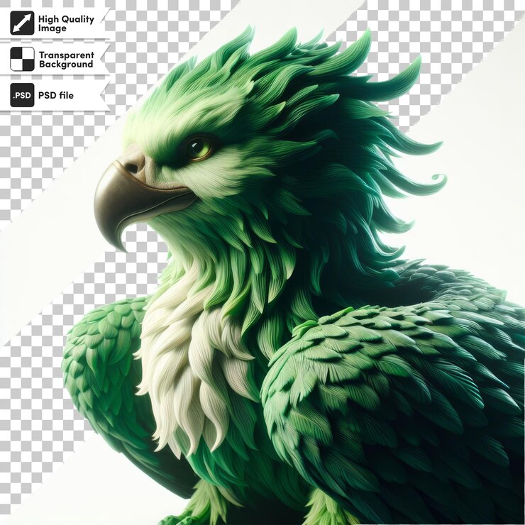 PSD un pájaro verde con una imagen de una criatura verde