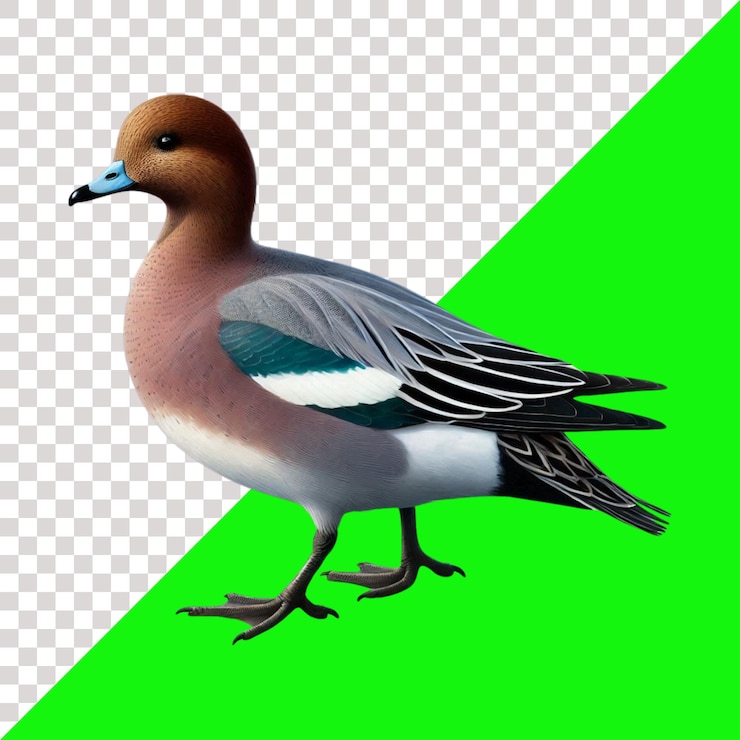 PSD el pájaro wigeon salvaje con patrón de plumas