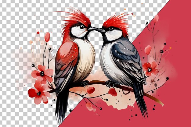 PSD pájaros románticos en el día de san valentín