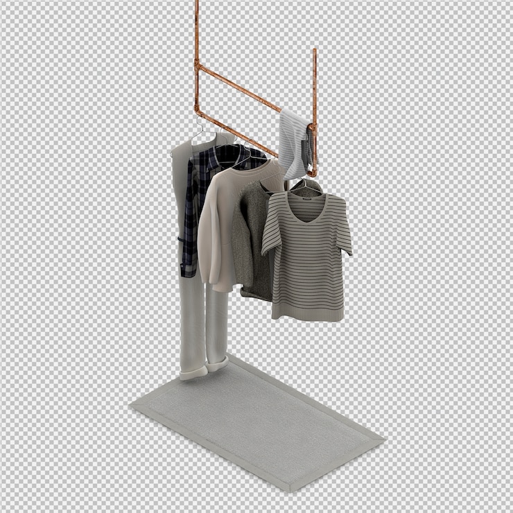 PSD pakaian isometrik sebagai render 3d terisolasi