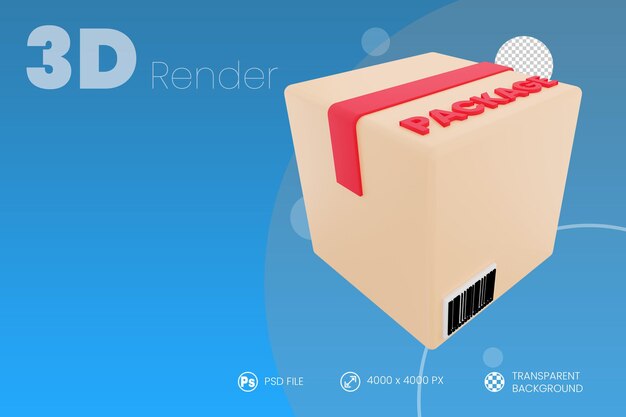 Paket 3D render isolierten Hintergrund