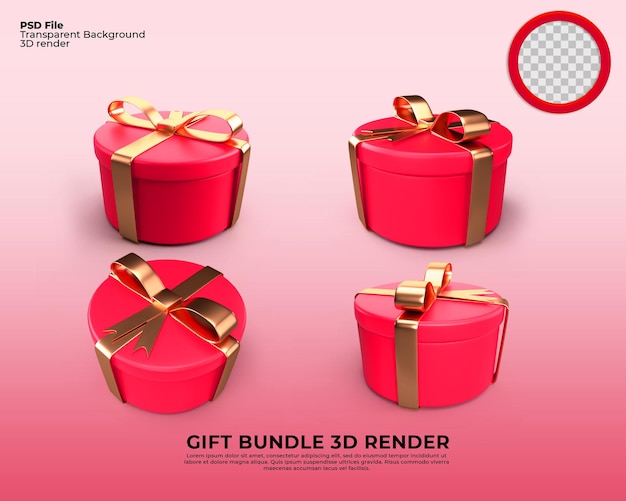 Paket mit geschenkboxen 3d-rendering zum dekorieren-verkauf