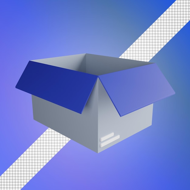 Paketbox öffnen 3d-illustration