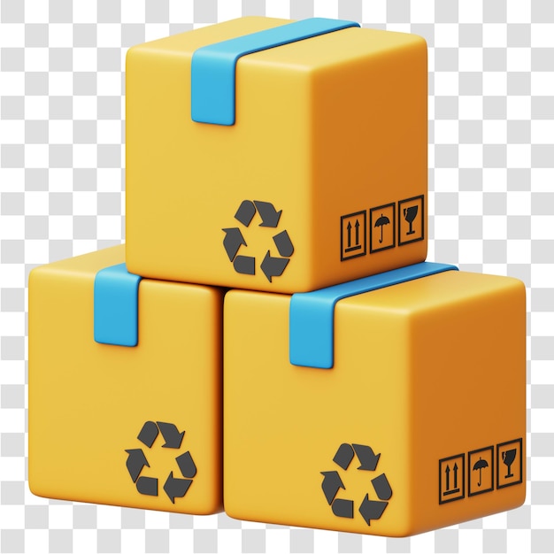 Pakete 3D-Rendering-Symbol Isolierter durchsichtiger Hintergrund